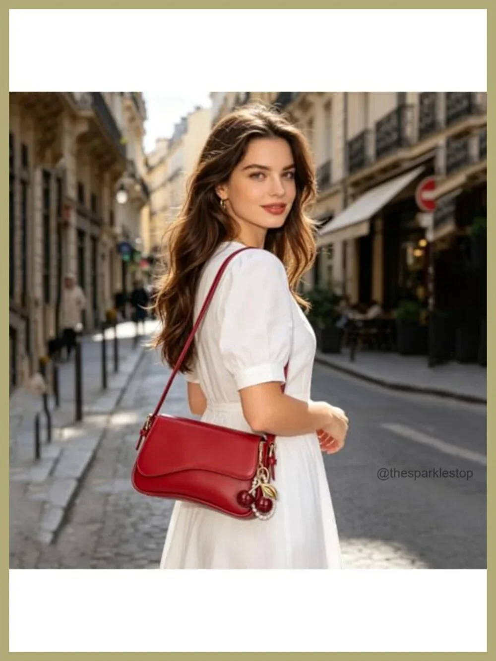 Cherry Charm Hobo Bag Crossbody Shoulder Purse Y2K Detachable Straps PU